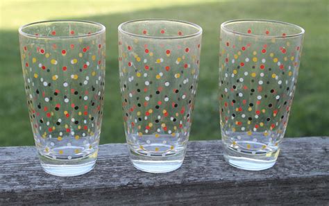 clear polka dot drinking glasses.